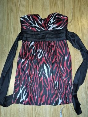 Trixxi Strapless Pink, Black & White Animal-Print Cocktail Dress Size 7